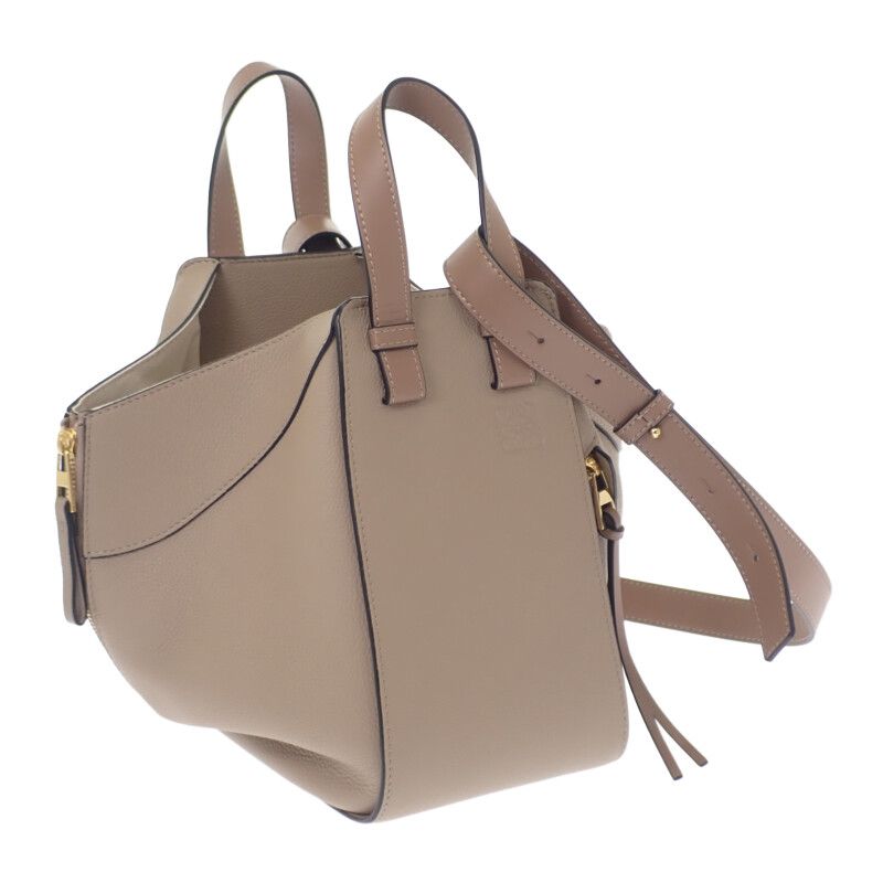 ロエベ LOEWE ハンモックバッグ スモール A538S35X51 2WAYバッグ ハンドバッグ ショルダーバッグ ソフトグレインカーフ サンド ゴールド金具 レディース Aランク