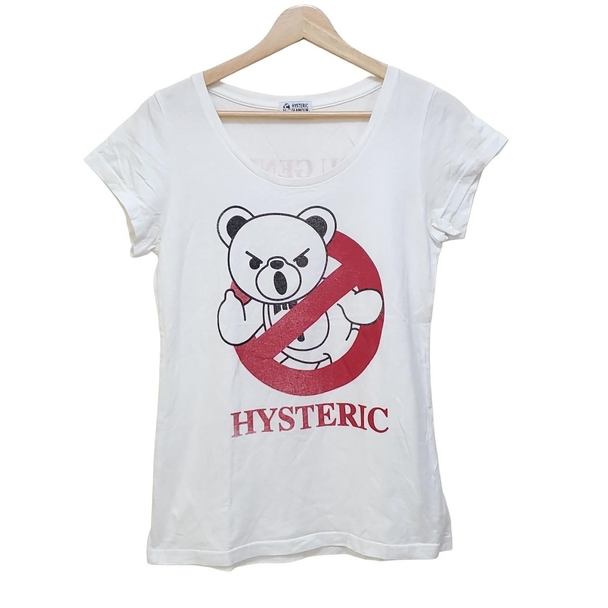 HYSTERIC GLAMOUR ヒステリックグラマー 半袖Tシャツ サイズF レディース - 白×レッド×黒 クルーネック クマ