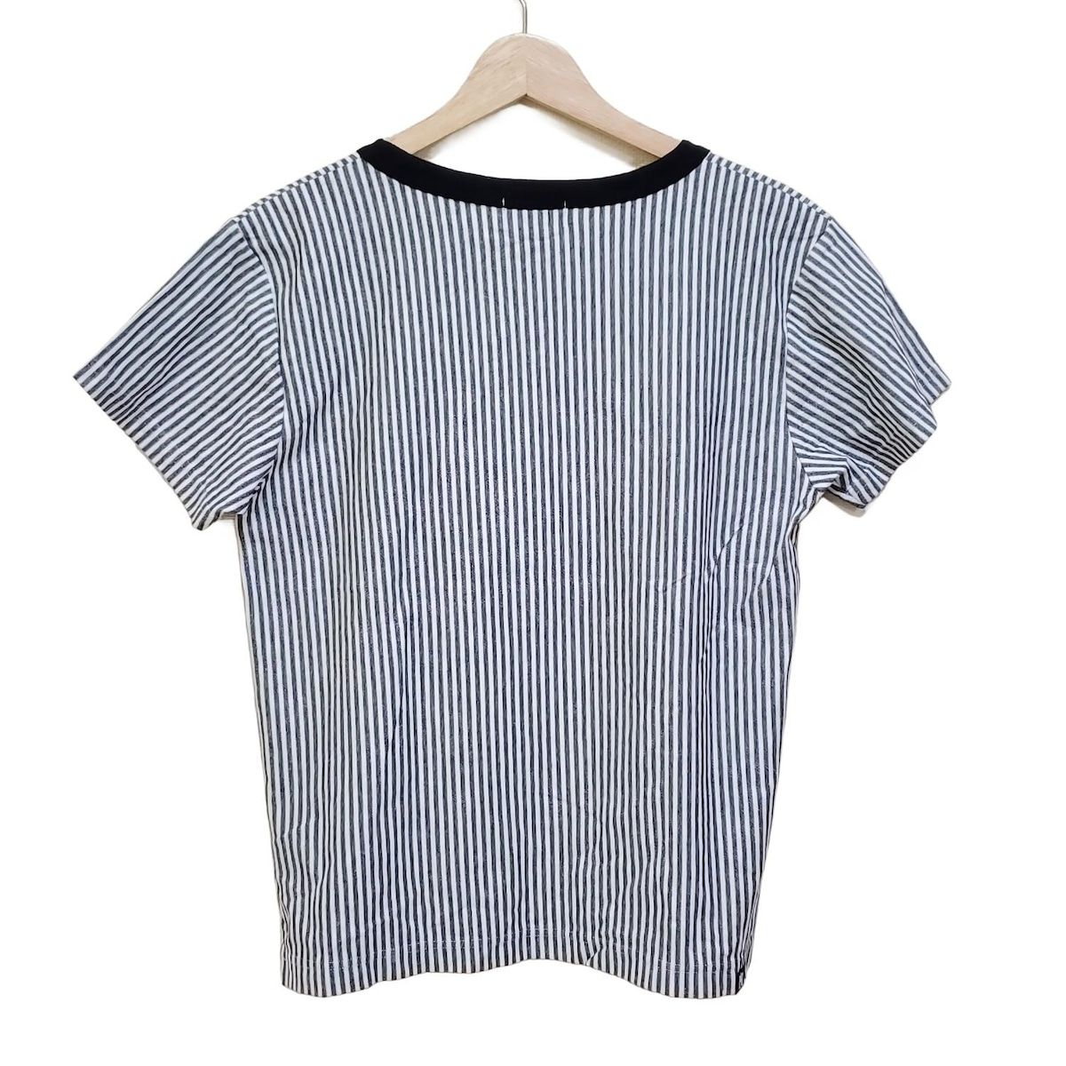 HYSTERIC GLAMOUR ヒステリックグラマー 半袖Tシャツ サイズF レディース - 白×ダークグレー×マルチ クルーネック ストライプ クマ