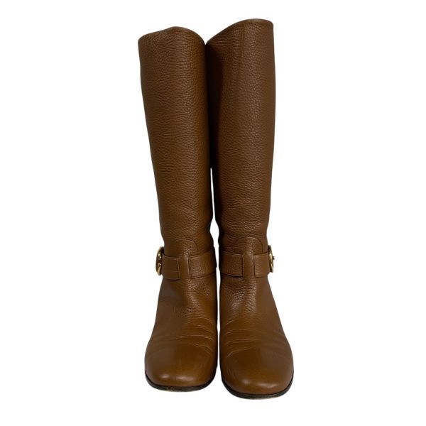 グッチ GUCCI ロングブーツ GGバックル ライディングブーツ風 インターロッキングG ブラウン レザー 36 1 2 23.5 cm レディース 5 E 245