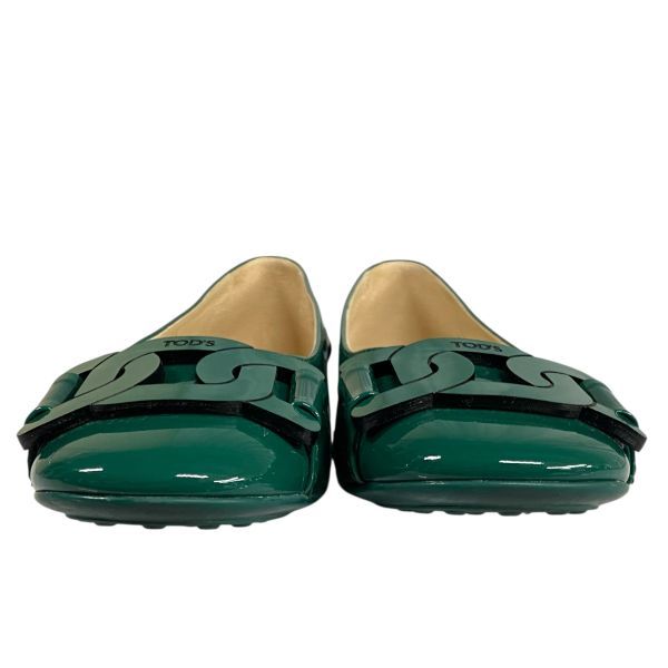 トッズ TOD S ケイト バレリーナ フラットシューズ エナメル バレエシューズ グリーン レザー 36 1 2 23.5 cm レディース 5 E 247