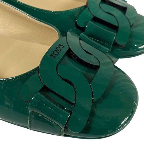  トッズ TOD S ケイト バレリーナ フラットシューズ エナメル バレエシューズ グリーン レザー 36 1 2 23.5 cm レディース 5 E 247 フラットシューズ バレエシューズ パンプス