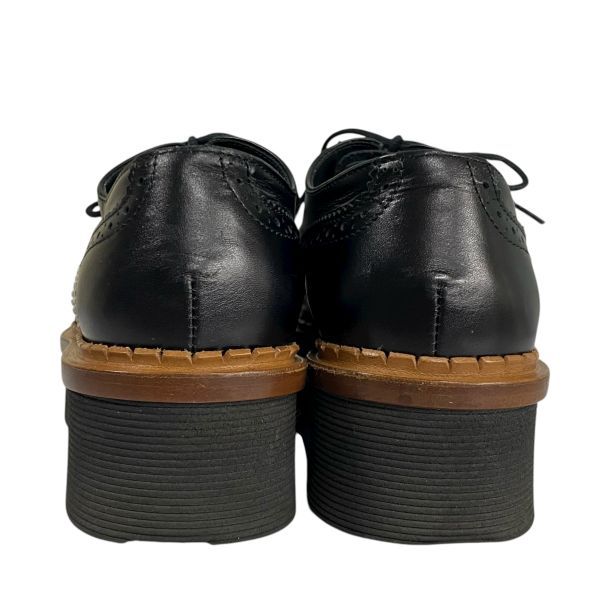  トッズ TOD S レースアップシューズ プラットフォーム ウィングチップ 厚底 黒 白 バイ レザー 34 21～22 cm レディース 5 E 250 ローファー 革靴 靴