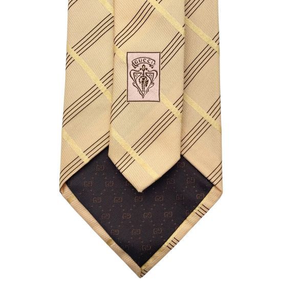 ○ 美品 グッチ GUCCI ネクタイ ストライプ柄 ジャカード織り 裏GGロゴ