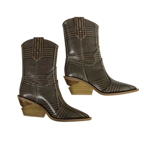 ウエスタンブーツ チェック柄