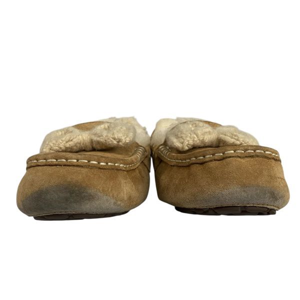 アグ UGG アンスレー ヘリテージ ボウ モカシン リボン フラットシューズ キャメル スエード ウール 25 cm レディース 5 E 244