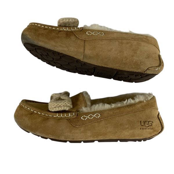  アグ UGG アンスレー ヘリテージ ボウ モカシン リボン フラットシューズ キャメル スエード ウール 25 cm レディース 5 E 244 モカシン 靴