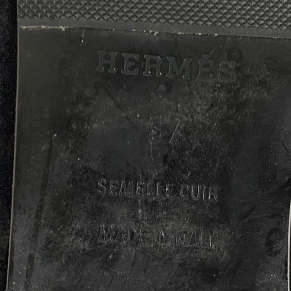  エルメス HERMES フラットシューズ パンプス オペラシューズ スクエアトゥ 黒 ブラック スエード 37 23.5～24 cm レディース 5 E 235 フラットシューズ バレエシューズ パンプス