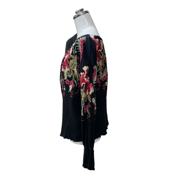 グレースコンチネンタル GRACE ブラウス 長袖 トップス プルオーバー 刺繍 黒 ピンク他 綿 36 S 7号 レディース H 5 Y 016