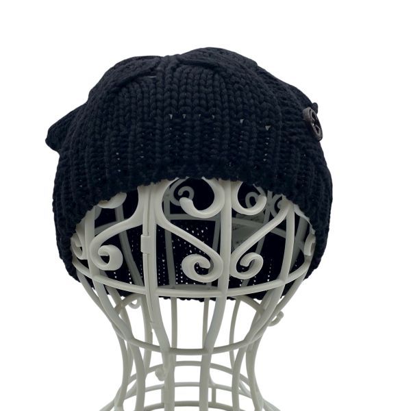 グッチ GUCCI ケーブルニットビーニー ニット帽 GGロゴ付き 帽子 黒 ブラック ウール L ユニセックス 5 E 254