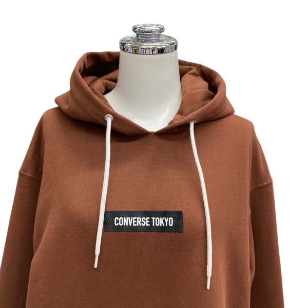 コンバース Converse ワンピース 長袖 裏起毛 袖口リブ ロング パーカー ブラウン 綿 9 M~L 9~11 レディース B5Y011