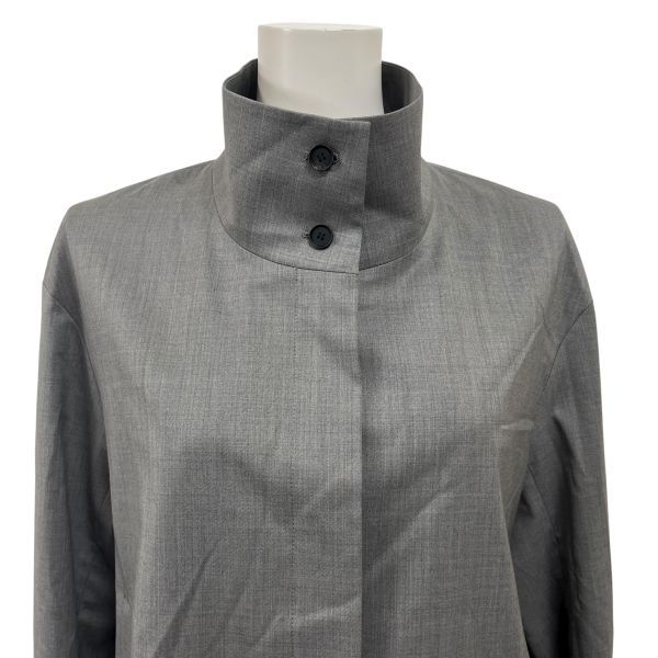 アイシービー iCB シャツ ブラウス トップス 長袖 チムニー モード系 ポケット グレー ウール 6 M 9号 レディース S 5 X 077