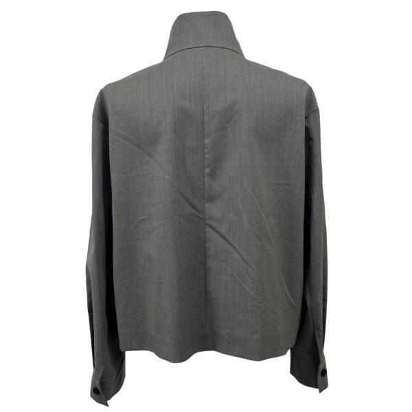  アイシービー iCB シャツ ブラウス トップス 長袖 チムニー モード系 ポケット グレー ウール 6 M 9号 レディース S 5 X 077 長袖 シャツ ブラウス