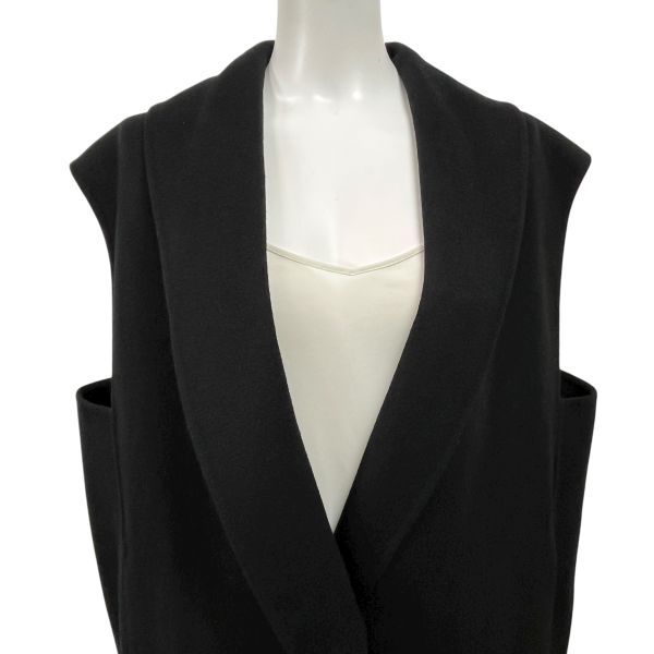 イエナ IENA ロングジレ アウター ノースリーブ コート ショール 黒 毛 フリサイズー M～L 9号～11号 レディース S 5 X 074