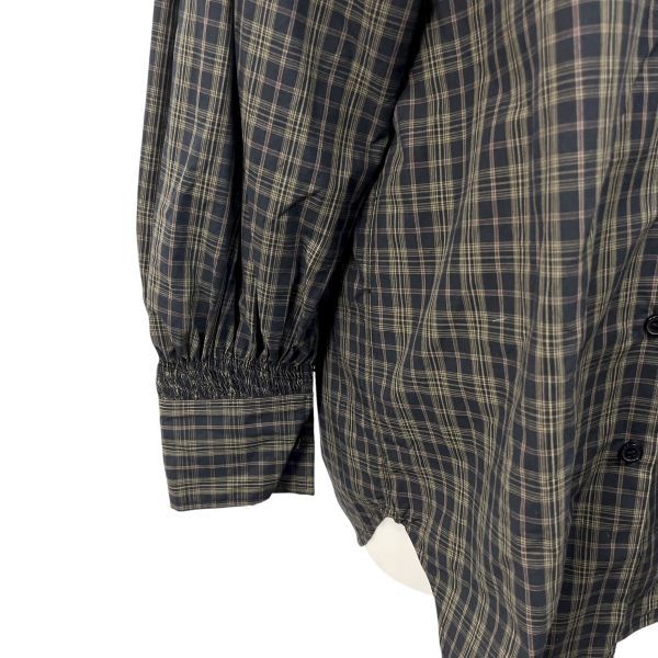 スピックアンドスパン Spick and Span チェックシャツ crinkle 別注 フリル 黒 コットン F レディース S 5 X 061