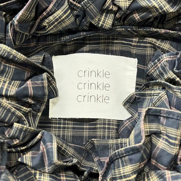  スピックアンドスパン Spick and Span チェックシャツ crinkle 別注 フリル 黒 コットン F レディース S 5 X 061 長袖 シャツ ブラウス