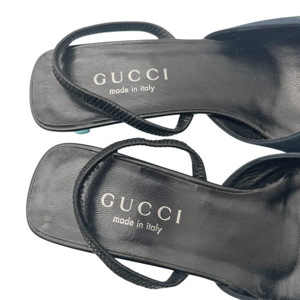  グッチ GUCCI ミュール サンダル バイ ネイビー 水色 35 C 約22.5 cm～23 cm レディース S 5 X 058 サンダル サンダル ミュール