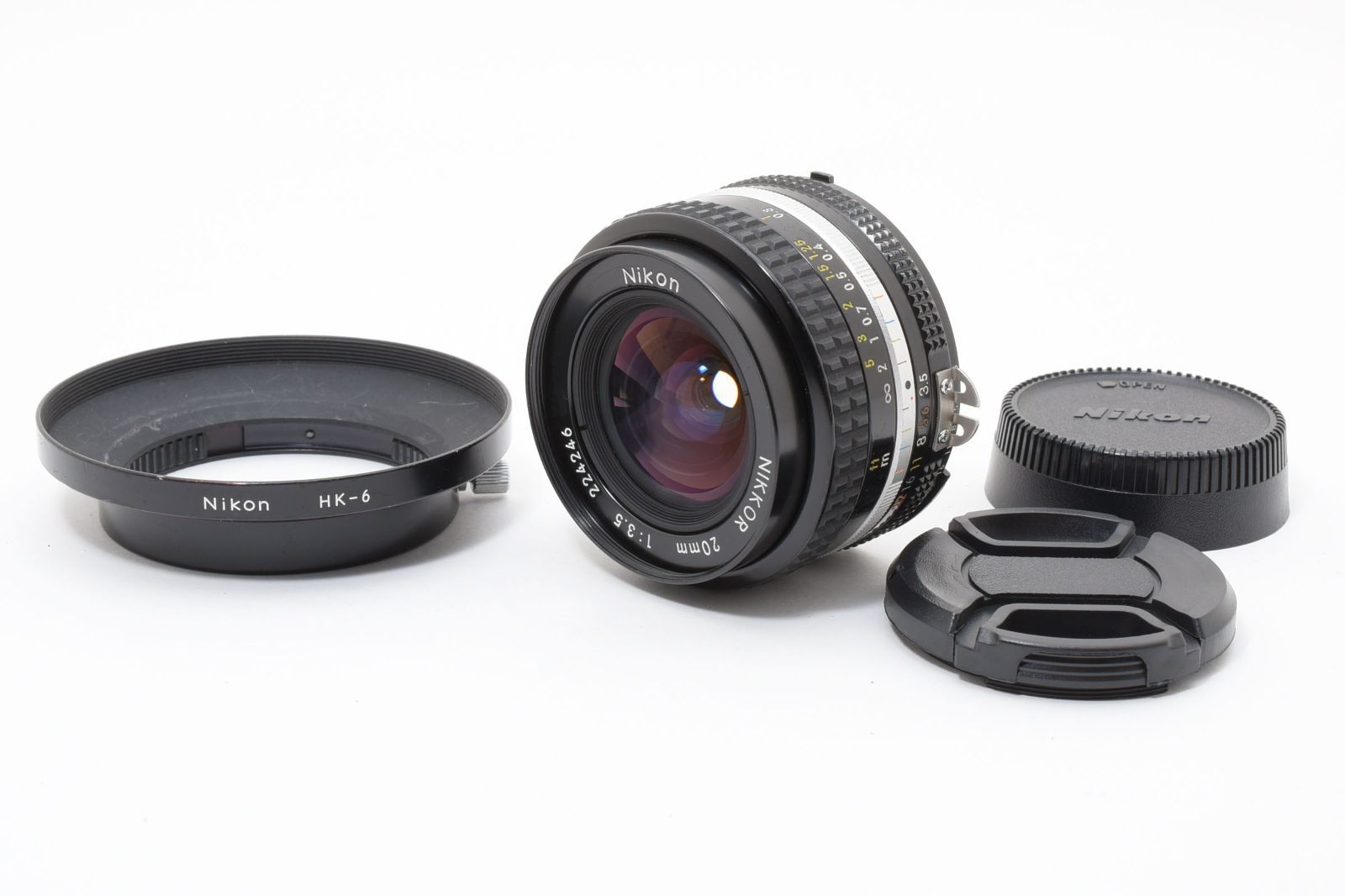  Nikon Ai s NIKKOR 20 mm F 3 5 広角レンズ フード付 HK 6 光学 動作良好 ニコン 単焦点 フルサイズ対応 風景撮影 MFレンズ レンズ(単焦点) カメラ