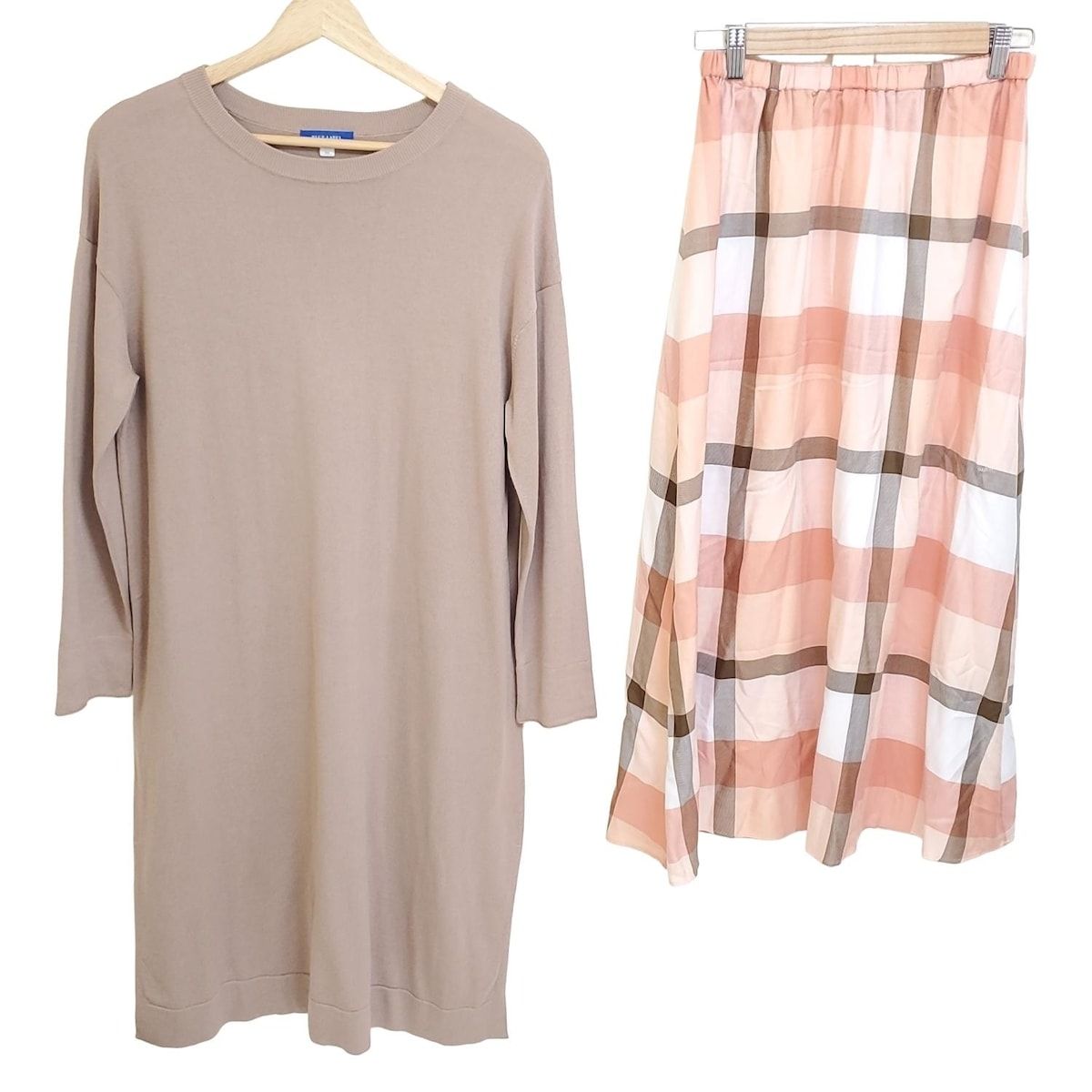BLUE LABEL CRESTBRIDGE ブルーレーベルクレストブリッジ スカートセットアップ レディース - ベージュ×ピンクベージュ×マルチ