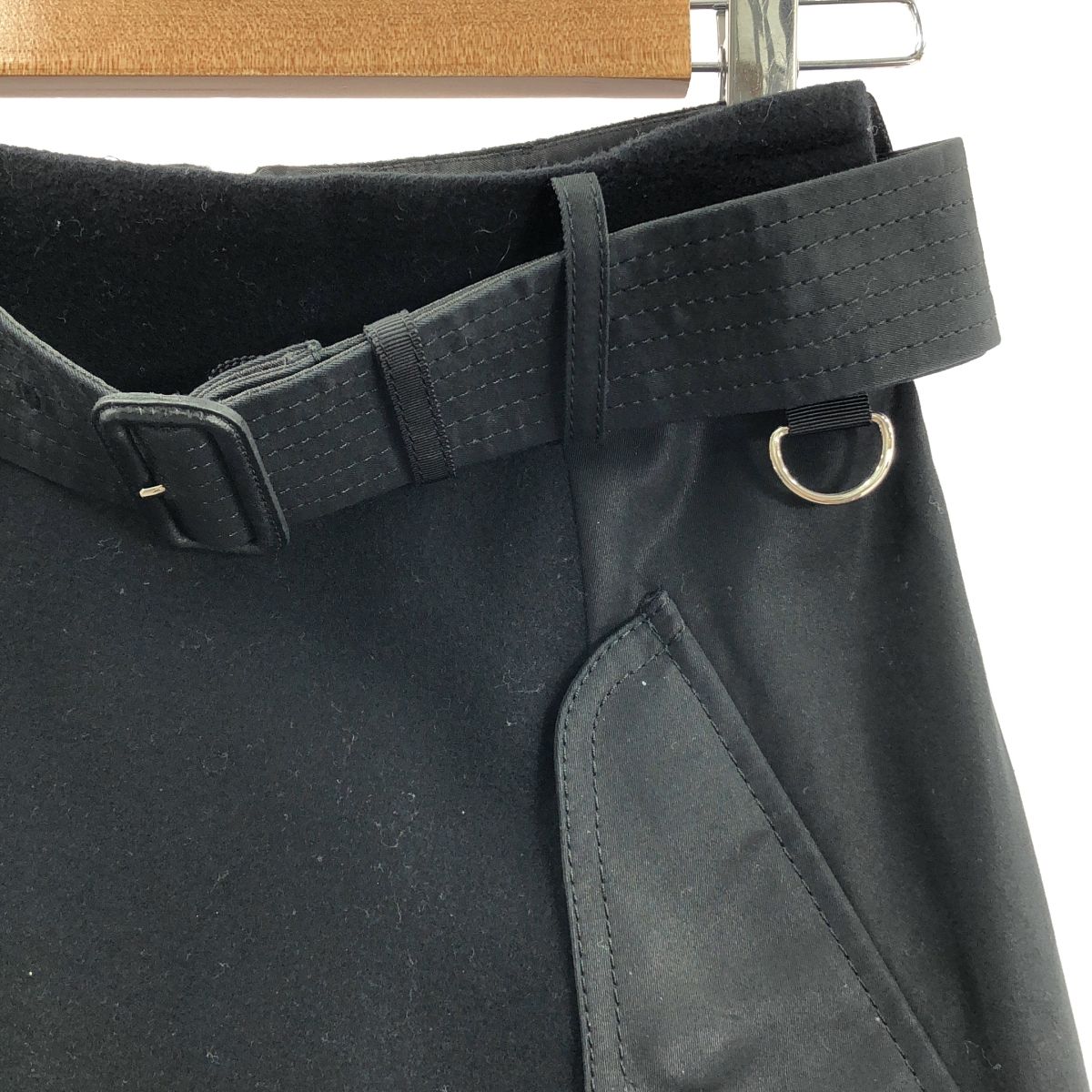 sacai サカイ 異素材切替 ベルテッド スカート 1 ブラック レディース