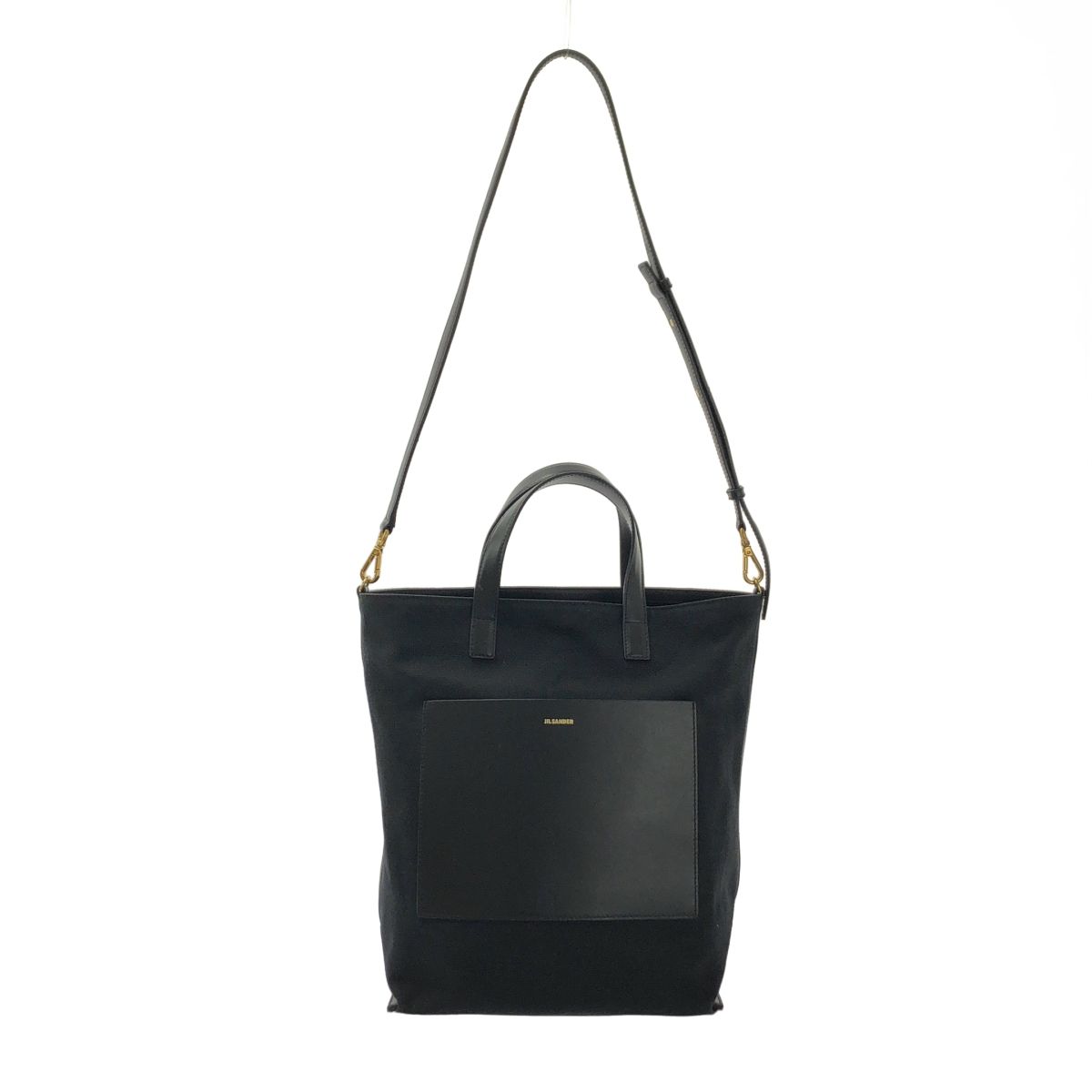 JIL SANDER ジルサンダー WANDER TOTE SM 2way キャンバス レザー ショルダーバッグ ブラック レディース