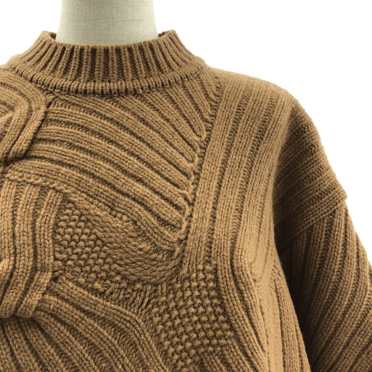 Mame Kurogouchi マメクロゴウチ 2025 AW Basket Motif Cable Stitch Knitted Pullover ケーブル プルオーバー ニット 1 ブラウン レディース