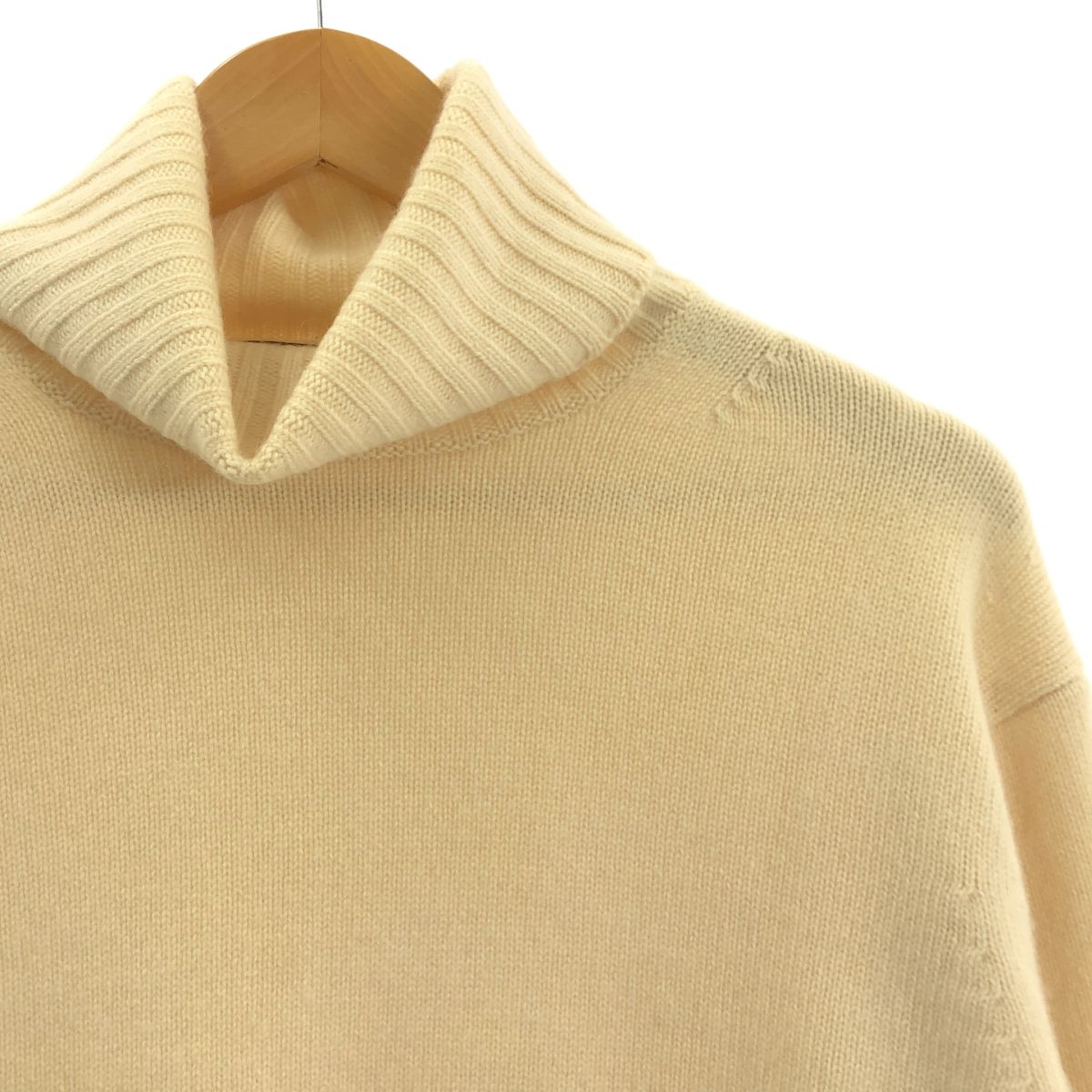 Drawer ドゥロワー 7 G カシミヤ タートルネック スリット ニット セーター 1 ベージュ レディース