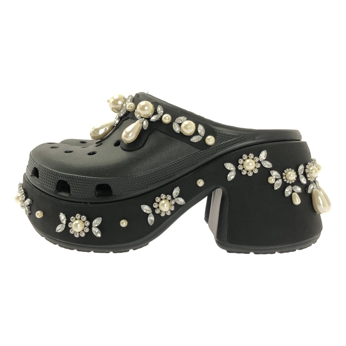 Simone Rocha シモーネロシャ × Crocs siren spiked サイレン クロッグ パール ヒール サンダル W8 ブラック レディース