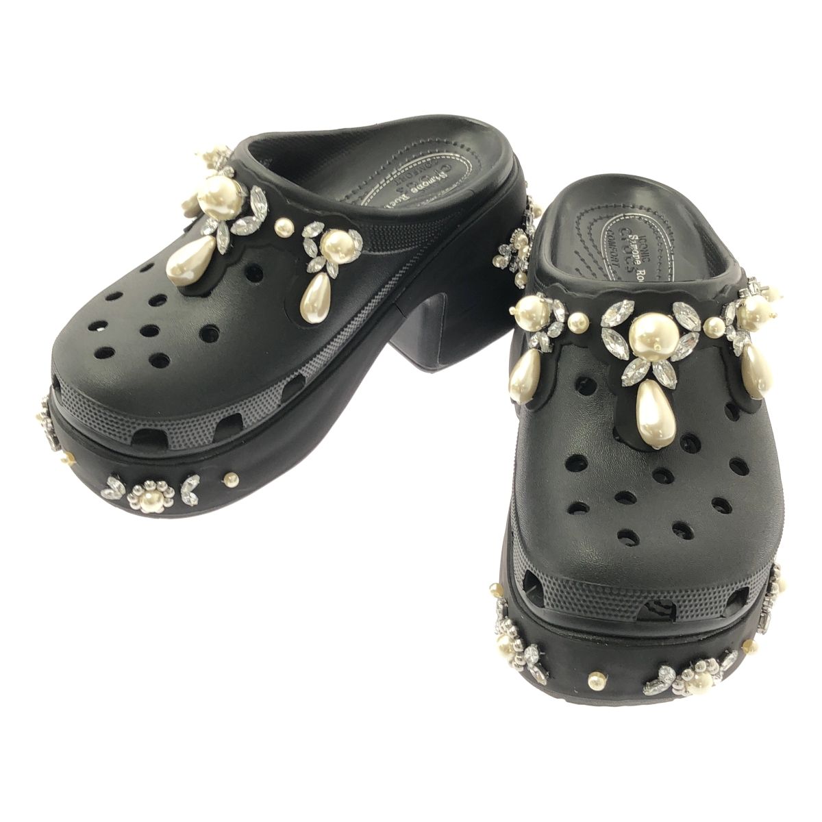 Simone Rocha シモーネロシャ × Crocs siren spiked サイレン クロッグ パール ヒール サンダル W8 ブラック レディース