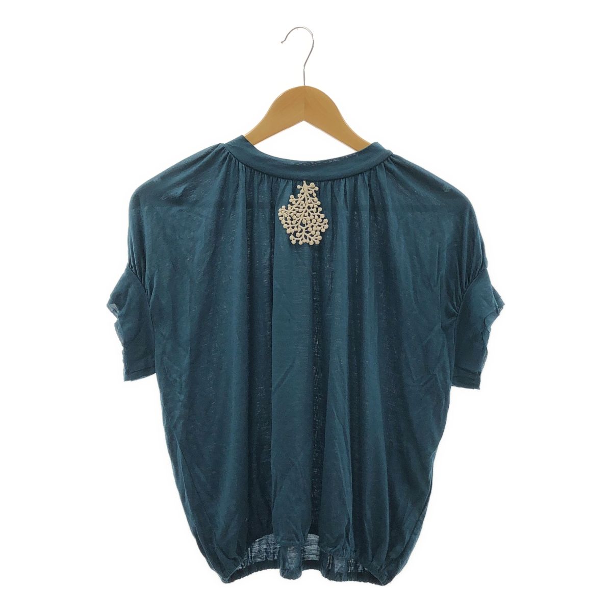 mina perhonen ミナペルホネン calmati キュプラ ギャザー ボリューム カットソー 38 ブルーグリーン レディース