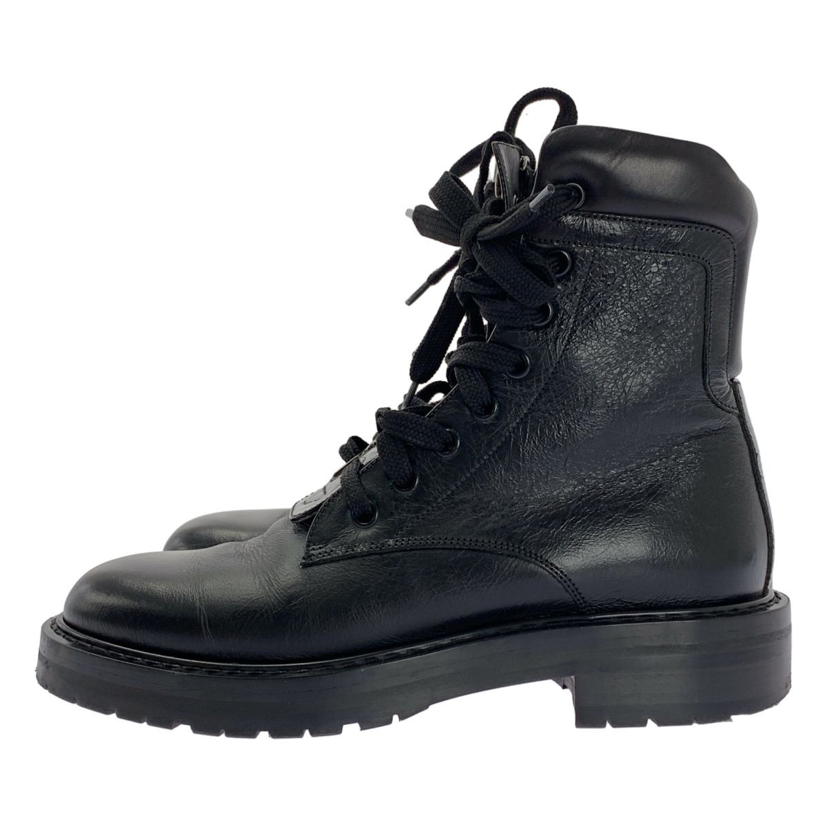 SAINT LAURENT PARIS サンローランパリ センタージップ レースアップ コンバット レザーブーツ 37 ブラック レディース
