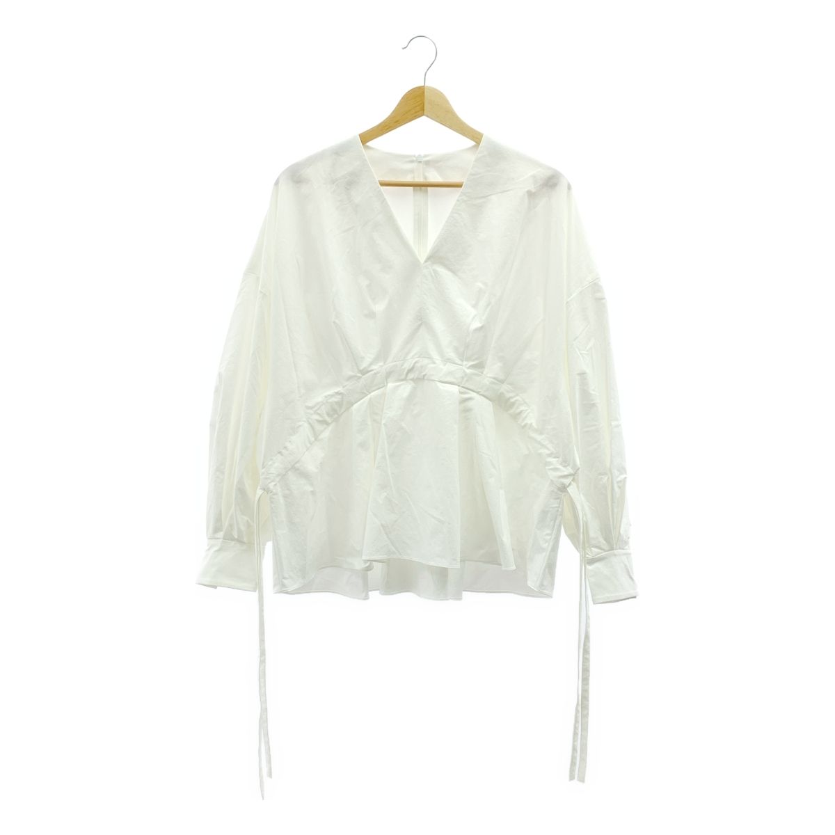 LE PHIL ルフィル ナイロンストレッチブロード ボリューム シャツ ブラウス F ホワイト レディース