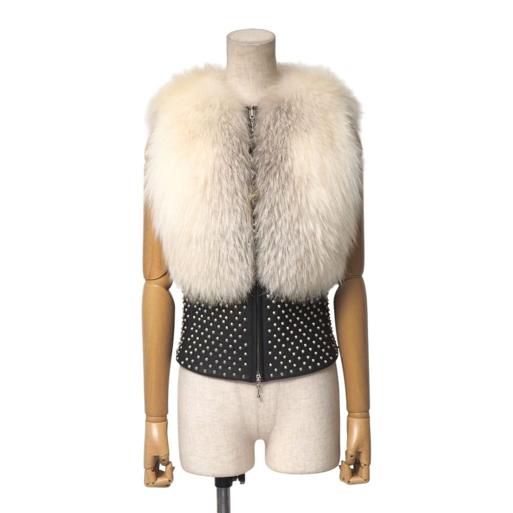 THOMAS WYLDE トーマス ワイルド ベスト サイズM フォックスファー ラムレザー スタッズ ジップアップ ジレ ブランド古着 20251105 RA4586