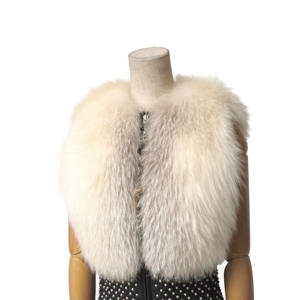 THOMAS WYLDE トーマス ワイルド ベスト サイズM フォックスファー ラムレザー スタッズ ジップアップ ジレ ブランド古着 RA 4586