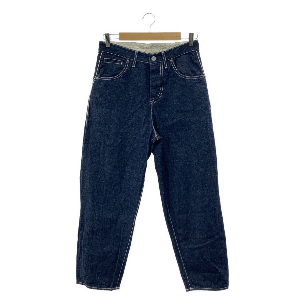 mina perhonen ミナペルホネン every day エブリデイ レザーパッチ 濃紺デニムパンツ 38 インディゴ レディース