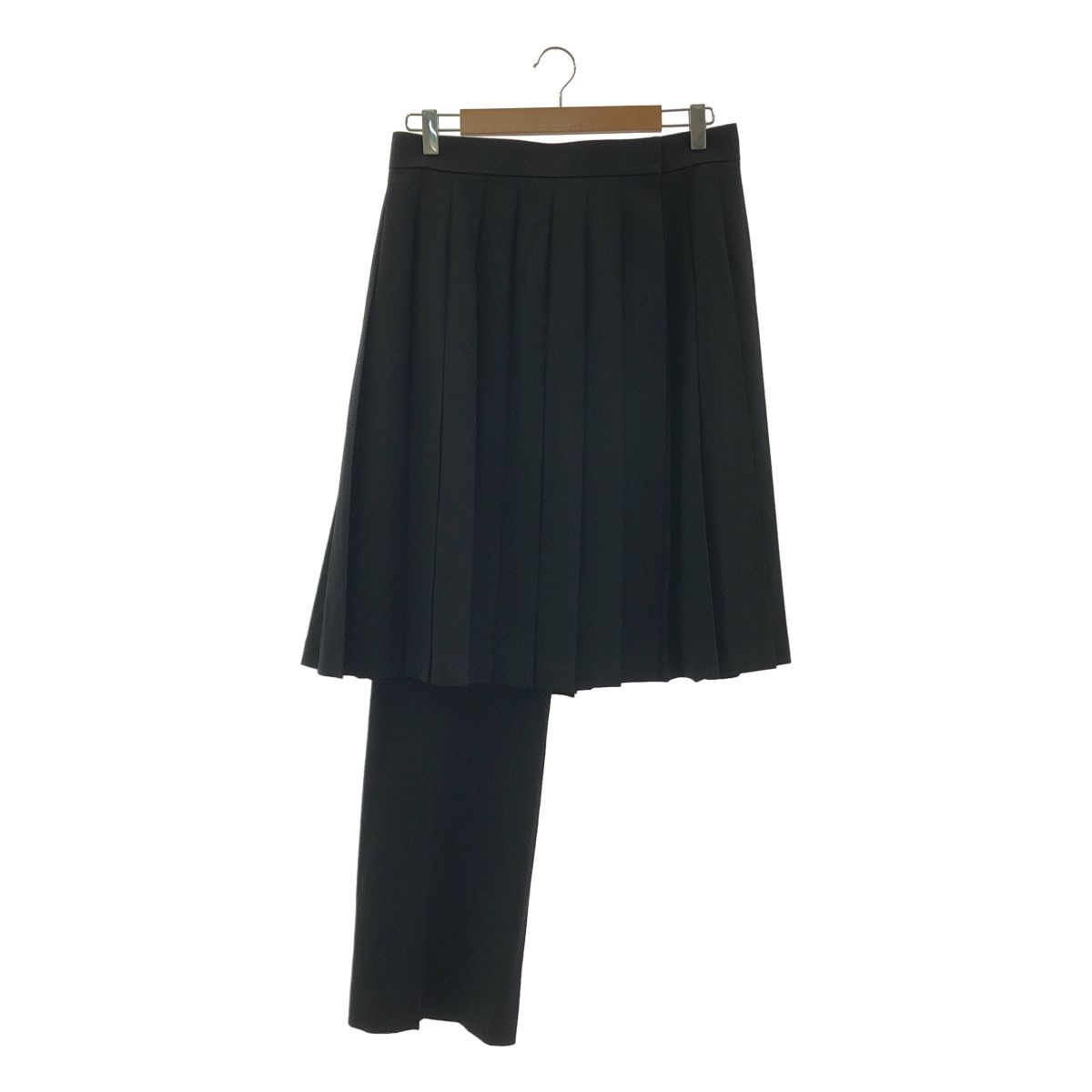 JUNYA WATANABE ジュンヤワタナベ AD2025 プリーツ加工 ウール アシンメトリー パンツ M ブラック レディース