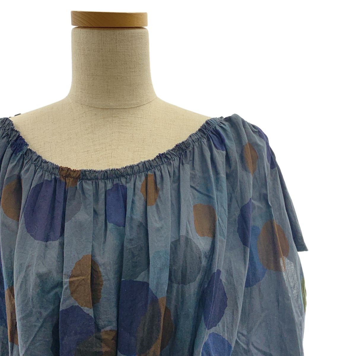 mina perhonen ミナペルホネン rain star ギャザー ボリューム ワンピース 38 チャコールグレー マルチ レディース