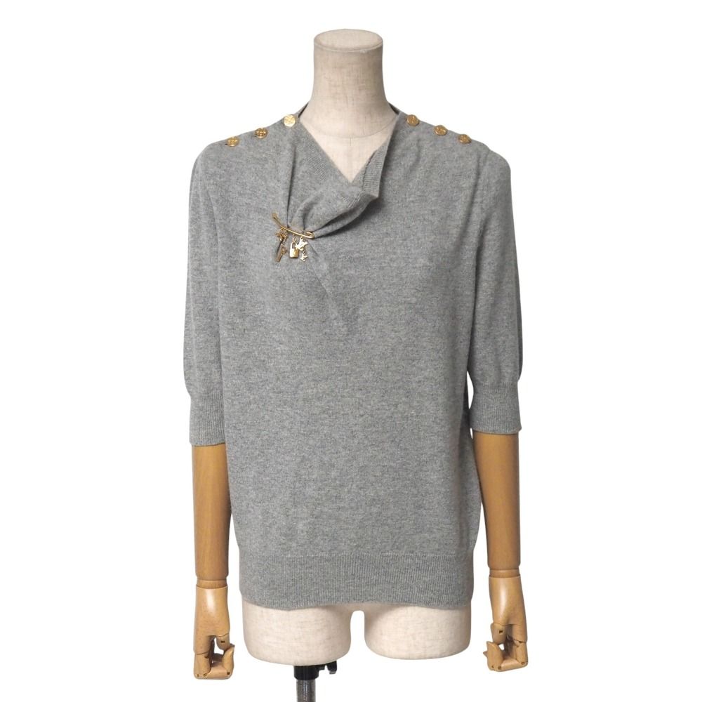 LOUIS VUITTON ルイ ヴィトン セーター サイズS 半袖ニット 総カシミヤ LV カデナチャーム イタリア製 ブランド古着 20251105 RA6484