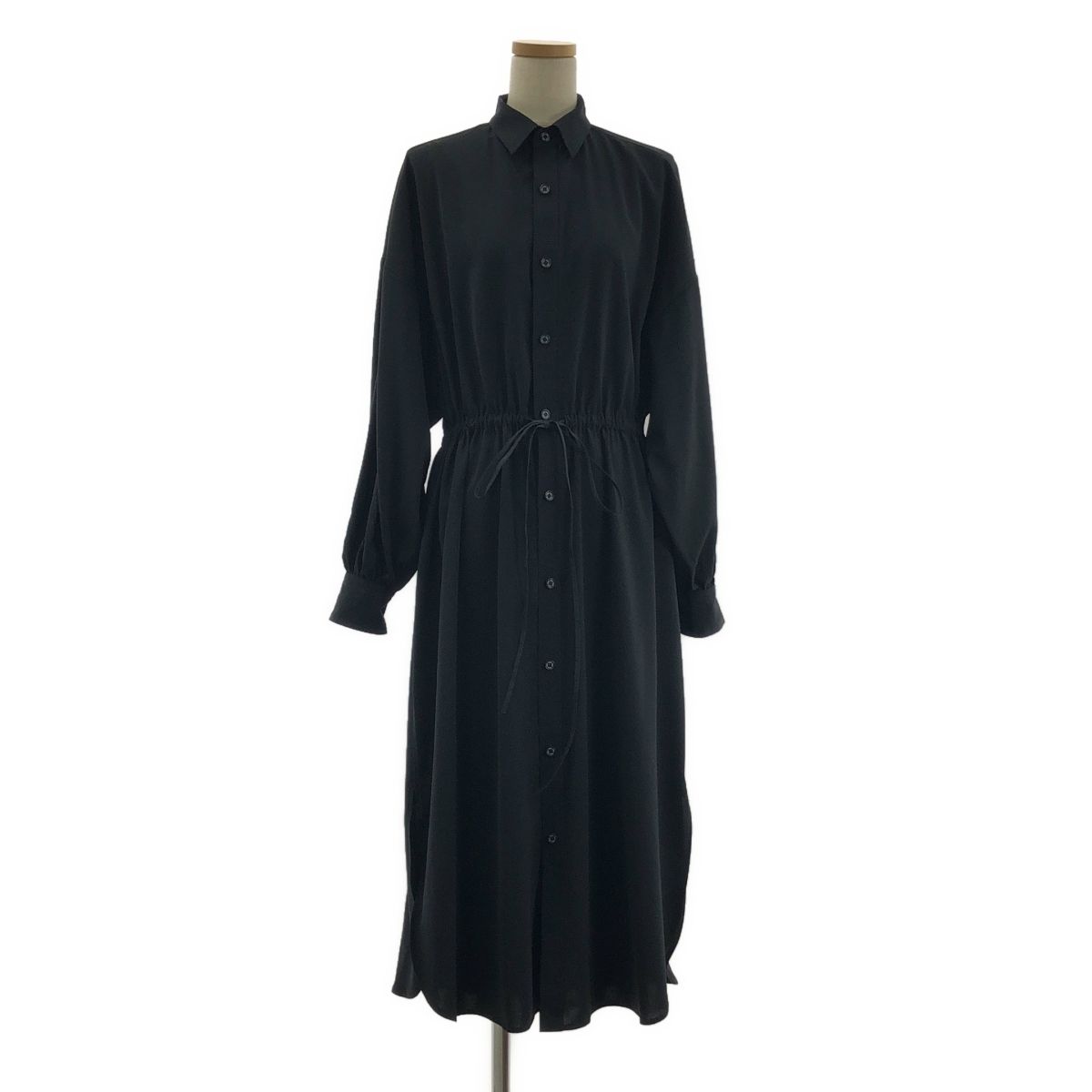 HYKE ハイク 2020AW SHIRT DRESS ロゴボタン ドローストリング シャツ ワンピース 2 ブラック レディース