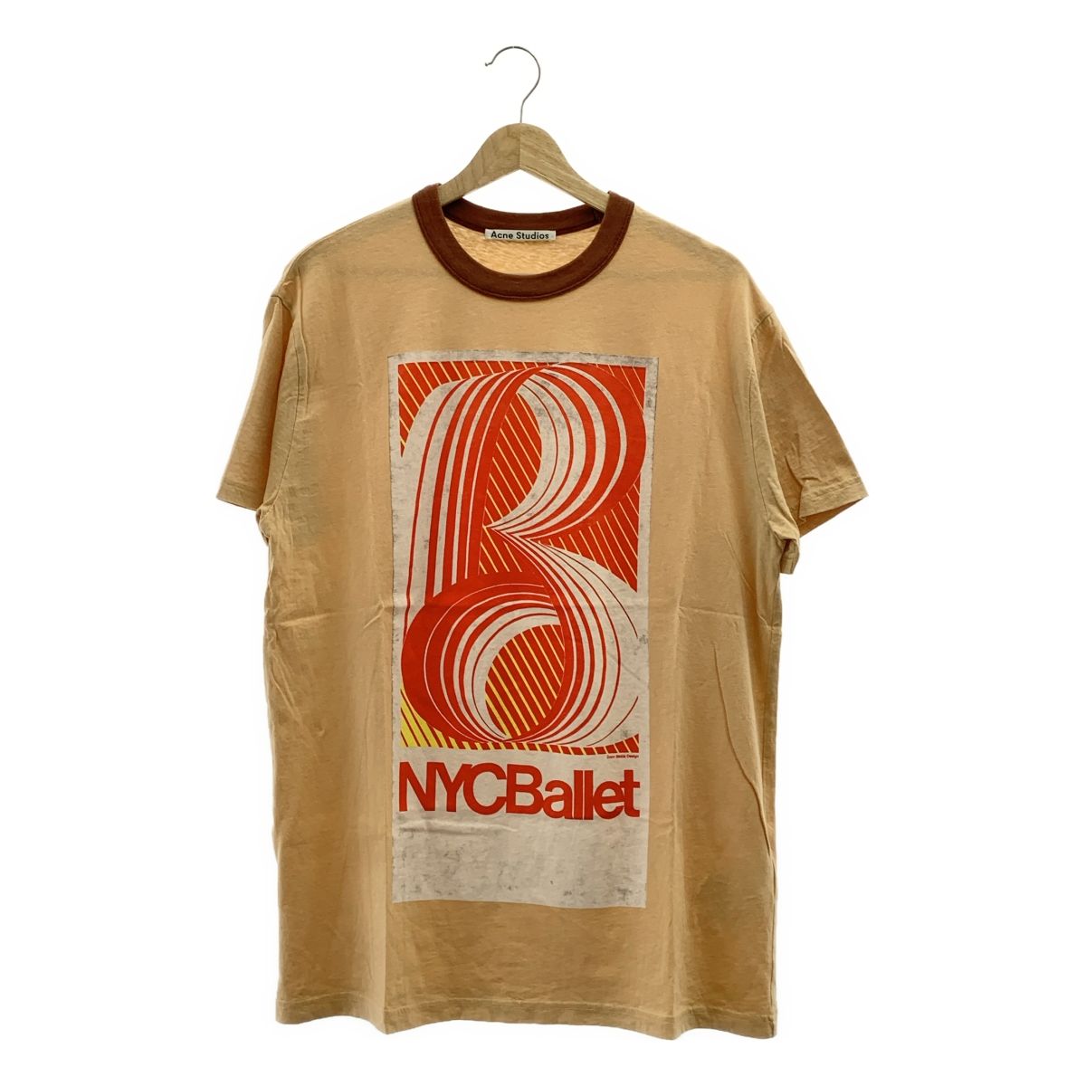 Acne Studios アクネストゥディオズ NYC Ballet プリント オーバーサイズ リンガーTシャツ XS ベージュ レディース