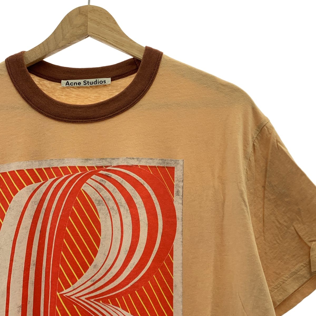 Acne Studios アクネストゥディオズ NYC Ballet プリント オーバーサイズ リンガーTシャツ XS ベージュ レディース