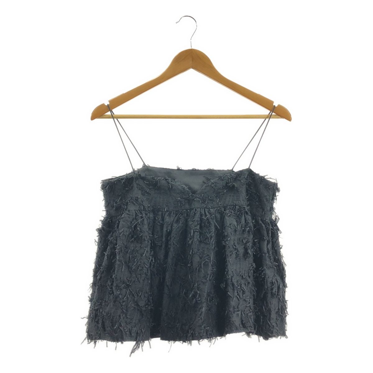 MECRE メクル ジャガード キャミソール トップス F ブラック レディース