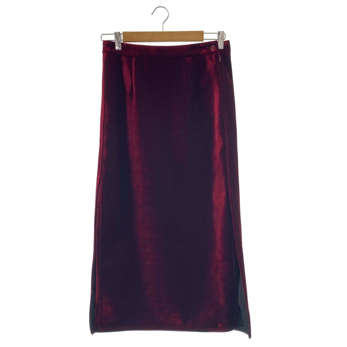 MM6 Maison Margiela エムエムシックスメゾンマルジェラ 2017AW ベルベット サイドスリット ロングスカート 38 バーガンディー レディース