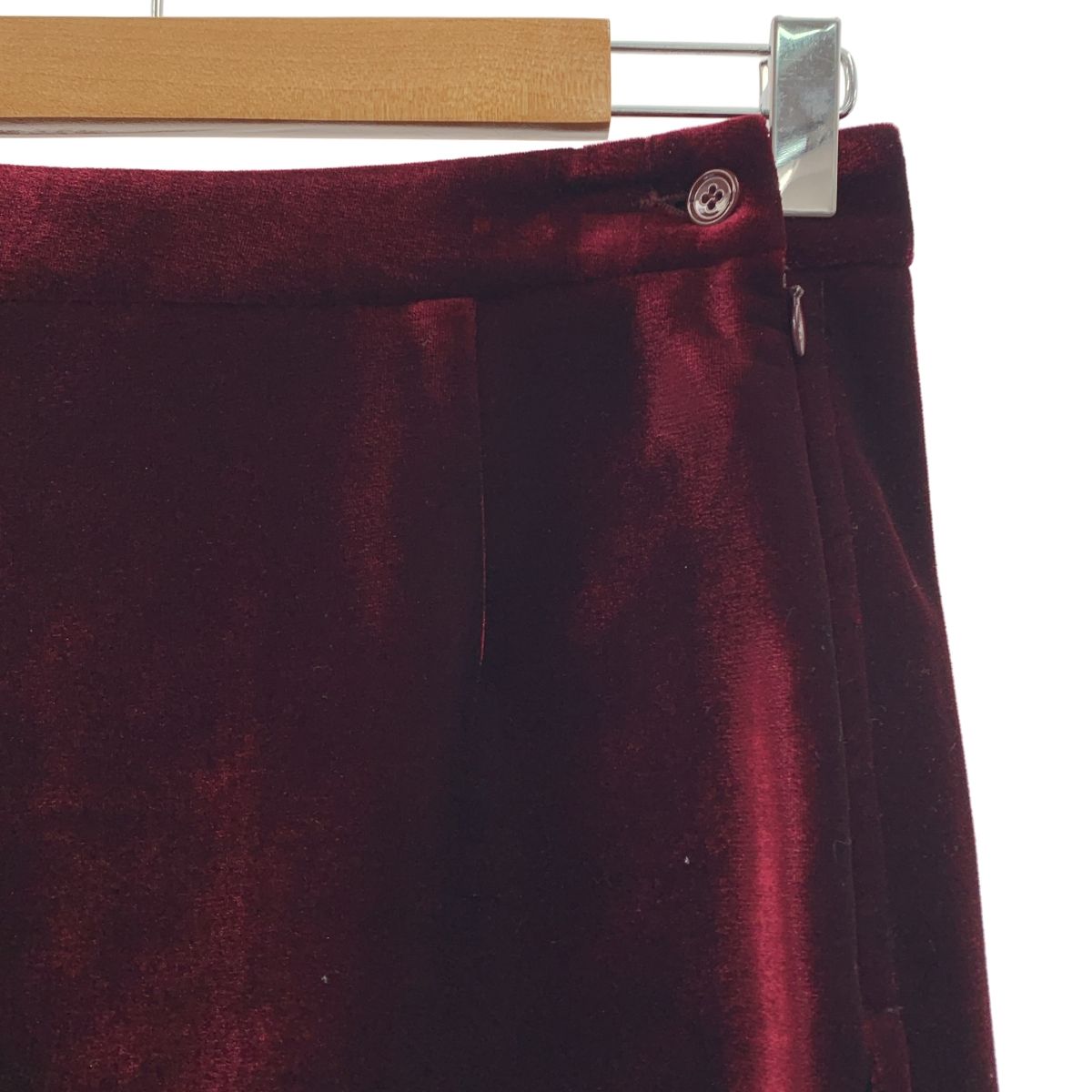 MM6 Maison Margiela エムエムシックスメゾンマルジェラ 2017AW ベルベット サイドスリット ロングスカート 38 バーガンディー レディース