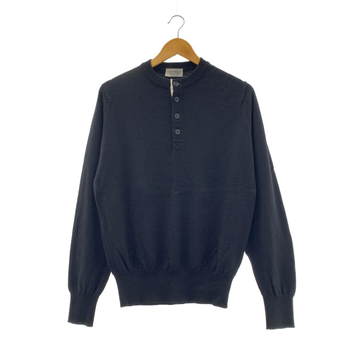 JOHN SMEDLEY ウール ヘンリーネックセーター L ダークグレー エクストラファイン メリノウールニット ヘンリーネックプルオーバー