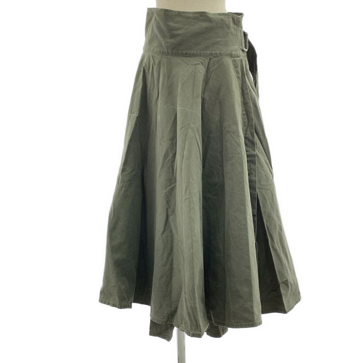 Y s ワイズヨウジヤマモト ベルテッド ボリューム ラップ スカート 1 オリーブ系 レディース