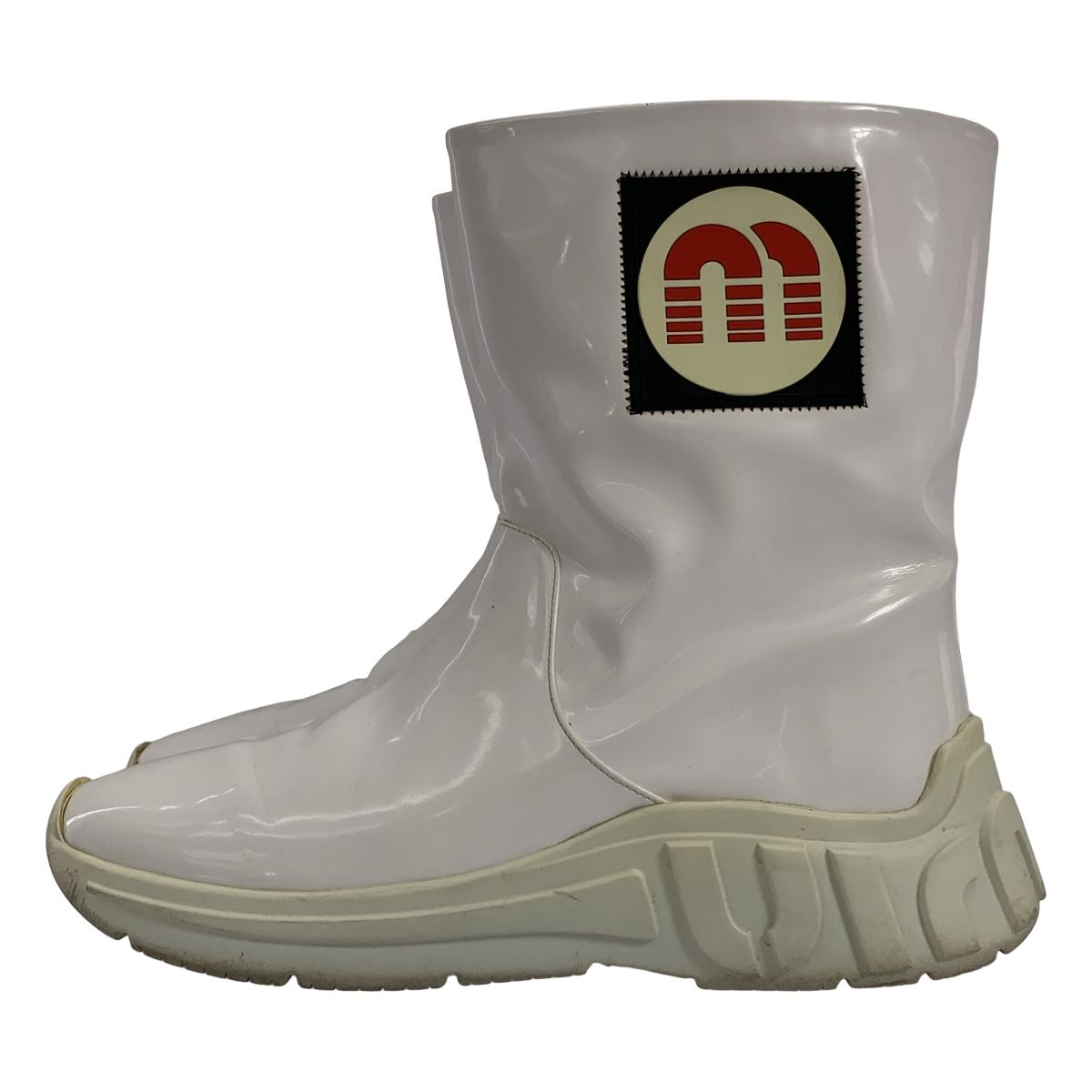 miu miu ミュウミュウ サイドロゴ レイン ブーツ 37 1 2 ホワイト レディース