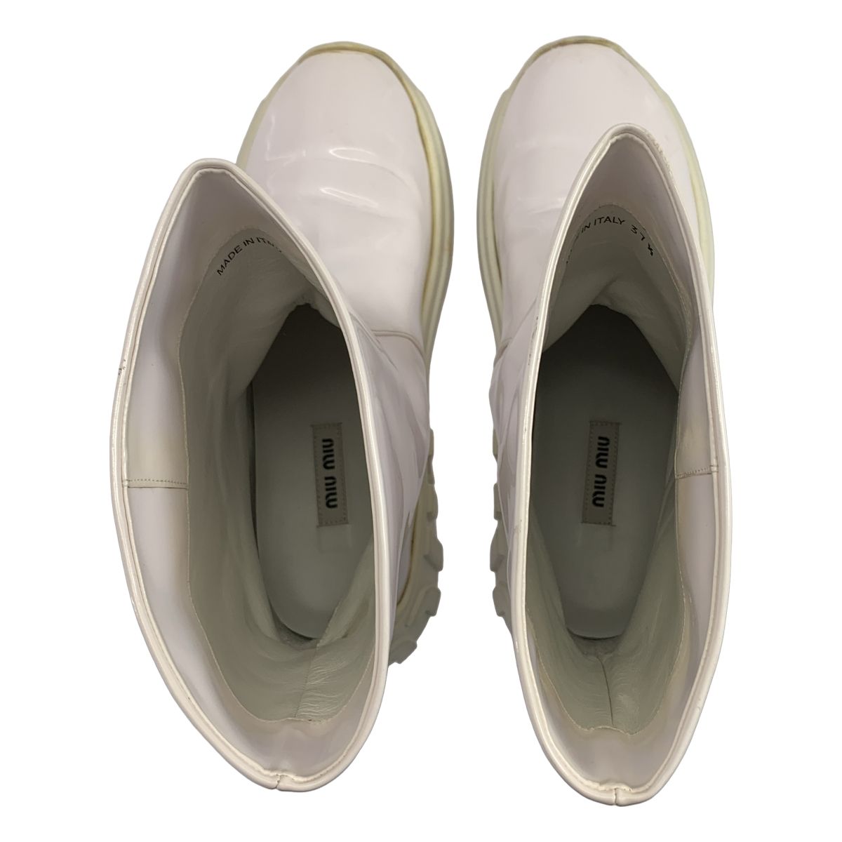  miu ミュウミュウ サイドロゴ レイン ブーツ 37 1 2 ホワイト レディース その他 靴