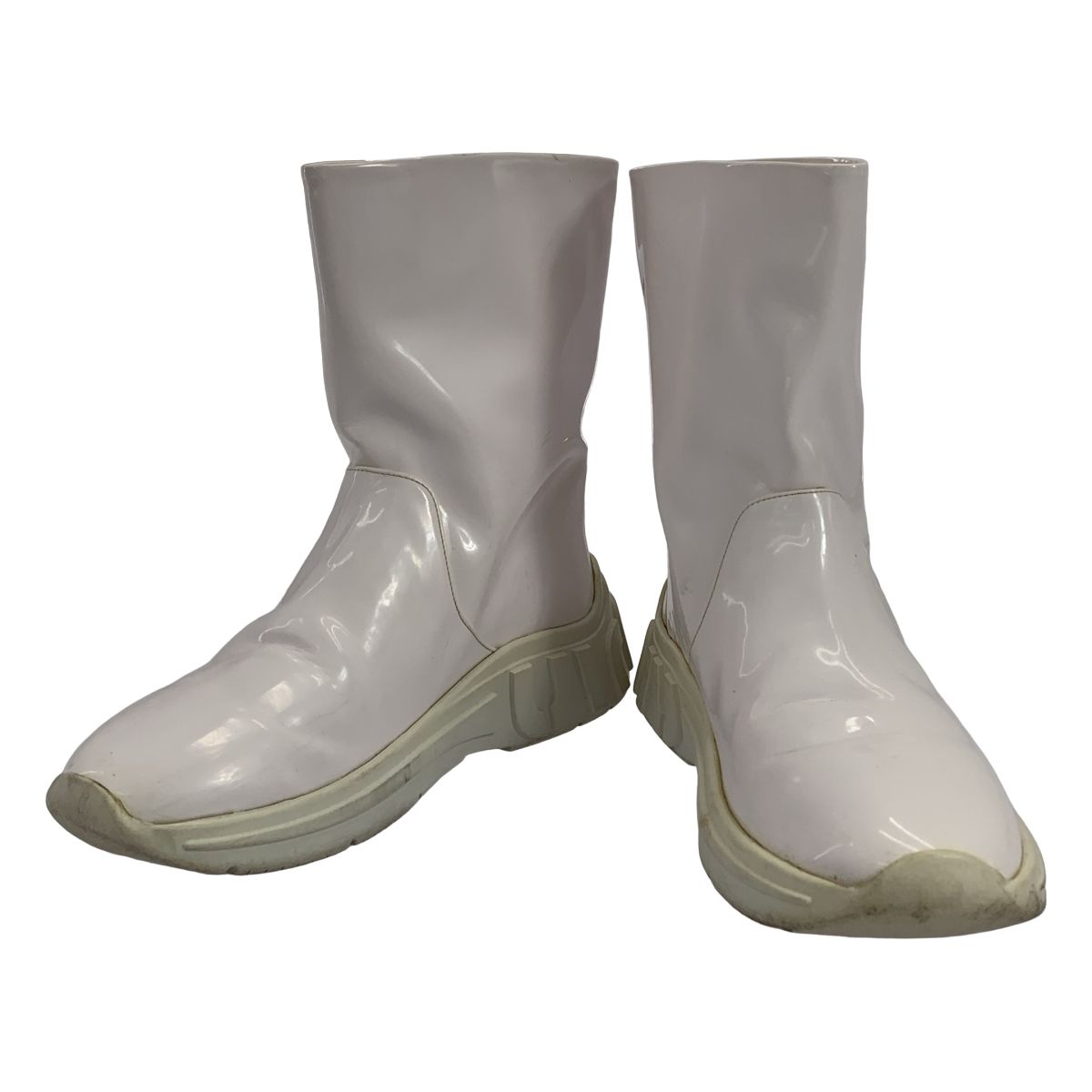 miu ミュウミュウ サイドロゴ レイン ブーツ 37 1 2 ホワイト レディース