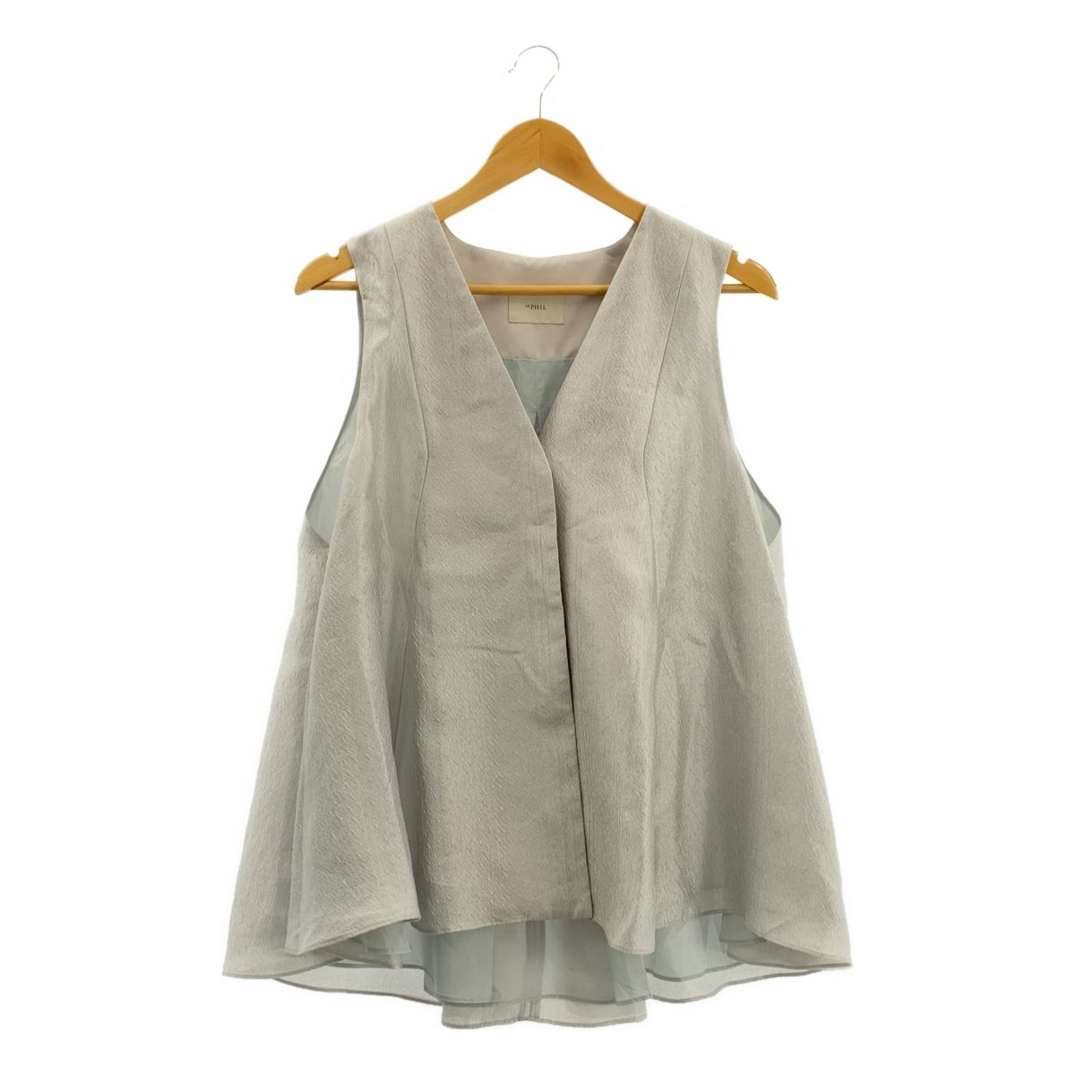 LE PHIL ルフィル シルク ジャガードジレ ブラウス 裏地付き F グレー レディース
